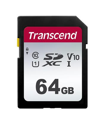 Transcend 64GB SDXC 300S (Class 10) UHS-I U1 V10 paměťová karta, 100MB/s R, 20 MB/s W