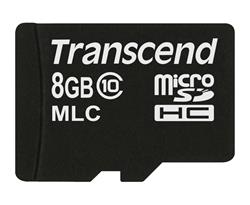 Transcend 8GB microSDHC (Class 10) MLC průmyslová paměťová karta (bez adaptéru), 20MB/s R, 16MB/s W
