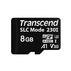Transcend 8GB microSDHC230I UHS-I U3 V30 A1 (Class 10) 3D TLC (SLC mode) průmyslová paměťová karta, 100MB/s R, 70MB/s W