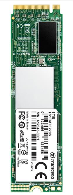 TRANSCEND MTE220S 1TB SSD disk M.2 2280, PCIe Gen3 x4 NVMe 1.3 (3D TLC), 3500MB/s R, 3200MB/s W