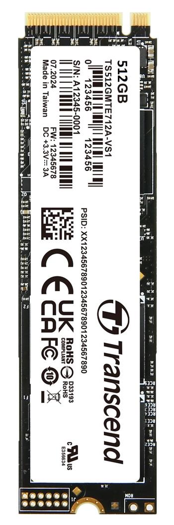 TRANSCEND MTE712A-VS1 512GB Industrial SSD diskM.2 2280, PCIe Gen4x4, M-Key, 3D TLC BiCS5, PE: 3K, extended temp, TCG