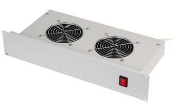 Triton 19" horizontální ventilační jednotka, 2 ventilátory, 2U, 220 V / 30 W, bimetalový termostat, šedá