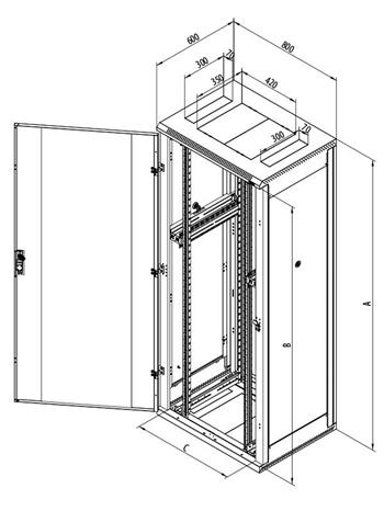 Triton 19" rozvaděč stojanový 42U/600x800 dv. síto 80%-6mm RAL7035