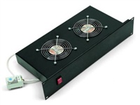 TRITON 19" ventilační jednotka, 2 ventilátory-230V/70W, termostat, černá
