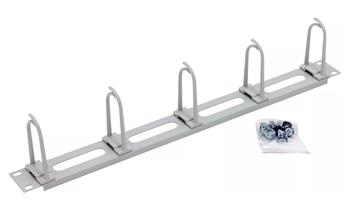 Triton 19" vyvazovací panel 1U,6xháček velký zacvak.pro čtver.otvor9x9,ovál.díry, RAL7035