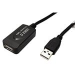 USB 2.0 aktivní prodlužovací kabel 10m, černý