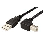 USB 2.0 kabel A-B, 5m, černý, lomený konektor B