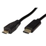 USB 2.0 kabel microUSB B(M) - USB C(M), 0,6m, černý