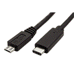 USB 2.0 kabel microUSB B(M) - USB C(M), 1m, černý