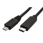 USB 2.0 kabel microUSB B(M) - USB C(M), 2m, černý
