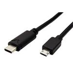 USB 2.0 kabel, oboustranný microUSB B(M) - USB C(M), černý, 4,5m