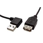 USB 2.0 kabel prodlužovací A-A, M-F, lomený vpravo, 15cm