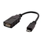 USB 2.0 kabel, USB A(F) - microUSB B(M), OTG, 0,15 m