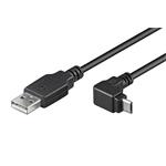 USB 2.0 kabel USB A(M) - micro USB B(M), 1,8m, lomený 90° dolů