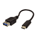 USB 3.1 kabel USB3.0 A(F) - USB C(M), 0,2m, černý