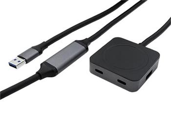 USB 5Gbps Hub, 2x USB A 3.0 +2x USB C, s kabelem 10m