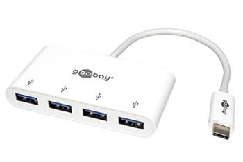 USB 5Gbps Hub, USB C(M) - 4x USB3.0 A(F), bílý