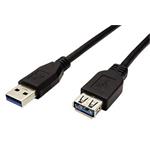 USB 5Gbps kabel prodlužovací, USB3.0 A(M) - USB3.0 A(F), 3m, černý