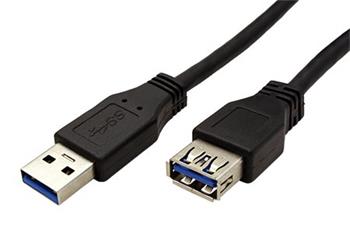 USB 5Gbps kabel prodlužovací, USB3.0 A(M) - USB3.0 A(F), 5m, černý