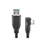 USB 5Gbps kabel USB3.0 A(M) - USB C(M) lomený, 1m, černý