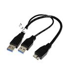 USB 5Gbps Y kabel 2x USB 3.0 A(M) - microUSB 3.0 B(M), 0,3m, černý