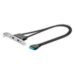 USB 5Gbps záslepka, 2x USB3.0 A(F) konektor, 45cm, 1x 20pin