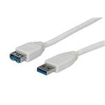 USB SuperSpeed 5Gbps kabel prodlužovací, USB3.0 A(M) - USB3.0 A(F), 0,8m, bílý
