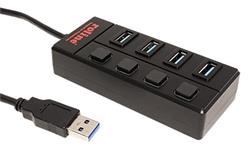 USB SuperSpeed 5Gbps (USB 3.0) Hub, USB A(M) - 4x USB3.0 A(F), s vypínáním portů, se zdrojem