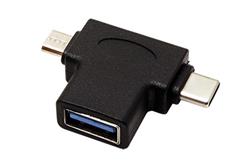 USB T redukce USB3.0 A(F) - USB C(M) / microUSB B(M), OTG, černá