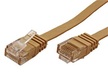 UTP patchkabel kat. 6, plochý, 7m, béžový