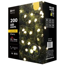 Vánoční řetěz 200 LED-kuličky,20m,tep.bílá+časovač
