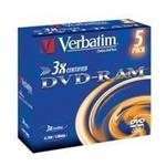 VERBATIM DVD-RAM(5-Pack) 4,7GB 3x Jewel (non-cartridge)