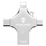 Viking 4v1/Flash USB/16GB/USB 3.0/USB-A + USB-C/+ Adaptér/Stříbrná