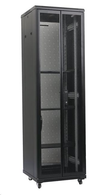 XtendLan 42U/800x1000 rack stojanový, černý, dvoudílné perforované dveře a