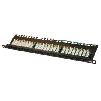 XtendLan Patch panel 19", 0.5U, 24 portů UTP RJ-45, Cat6, černý, LSA