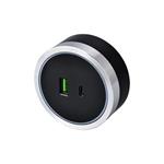 Zásuvkový modul Viking A60SB, stříbrno-černá/výstupy - 1xUSB-A, 1xUSB-C/výkon až 2500W/230V,16A,50Hz